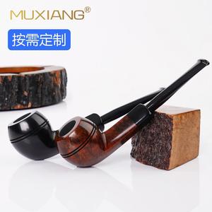Muxiang Handmade Solid Wood Tobacco Pipe Straight Type Acrylic Mouthpiece Briarwood Smoking Pipe Custom Made - Product Image 1