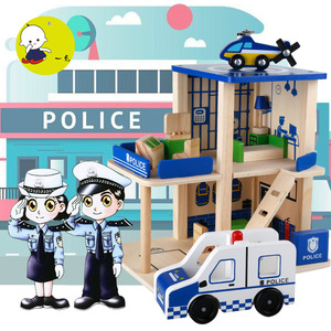 Vendita diretta in fabbrica bambini creativi giochi di ruolo giochi di ruolo simulazione stazione di polizia vigili del fuoco giocattoli in legno per bambini - Product Image 5