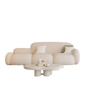 Juego de Sofás <span class=keywords><strong>Modulares</strong></span> Estilo Nube de Lana de Cordero, Sofá de 3 Plazas y Sillón para Apartamentos <span class=keywords><strong>Pequeños</strong></span>, Muebles para Sala de Estar - Product Image 4