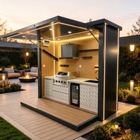 Ensemble complet de cuisine extérieure : chariot de barbecue, îlot et armoire combinés pour jardin, cour et station de cuisson BBQ