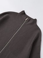 SHENZHU Vêtements pour femmes Hiver 2025 Nouvelle Collection Cardigan en maille à col montant zippé à manches longues, simple et polyvalent 0014116