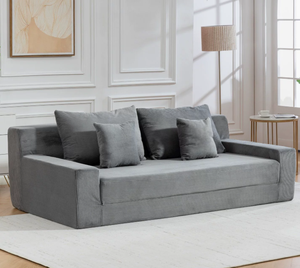 Juego de Sofás Modulares Chesterfield para Sala de Estar con Altura Ajustable, Forma Rectangular, Cubierta de Tela y Relleno de Esponja - Product Image 4