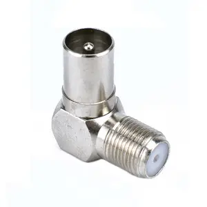 90 Graden Haakse Tv Antenne Kabel Connector Rf Coaxiale F Vrouwelijke Socket Naar Tv Stekker Coaxiale Connector