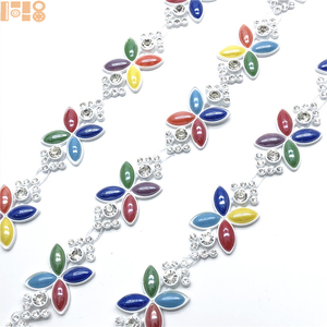 Chaîne de strass en plastique émaillé multicolore en forme de diamant pour la décoration de vêtements, chaussures, chapeaux, accessoires de bricolage, <span class=keywords><strong>bijoux</strong></span> - Product Image 6