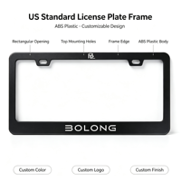 BOLONG Prix de gros Cadre de plaque d'immatriculation en plastique ABS noir, norme américaine, avec logo personnalisé, support de plaque automobile, fourniture d'usine
