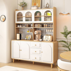 Gỗ rắn kem phong cách tích hợp lưu trữ sideboard treo tường đa chức năng tổ chức cho nhà bếp phòng ăn tủ rượu - Product Image 3