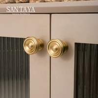 Poignées Santaya en laiton brossé massif pour armoires de cuisine, boutons de tiroir de chambre et poignées de meubles