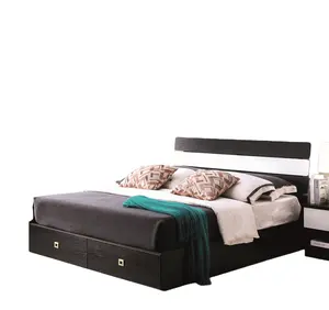 Mobilya yatak odası mobilyası sıcak satış beyaz siyah seti OEM özelleştirilmiş ahşap setleri Modern renk tasarım yatak malzemesi