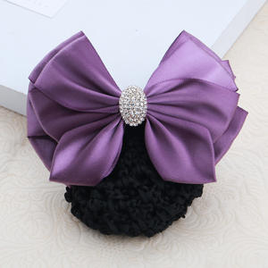 2023 mode à la <span class=keywords><strong>main</strong></span> bureau dame strass noeud papillon Barrette pince à cheveux couverture nœud papillon Net chignon profond <span class=keywords><strong>Snood</strong></span> pour cheveux longs - Product Image 3