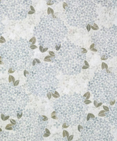 Mosaïque murale en marbre blanc, bleu et vert à motif de feuilles HYDRANGEA pour mur d'accentuation