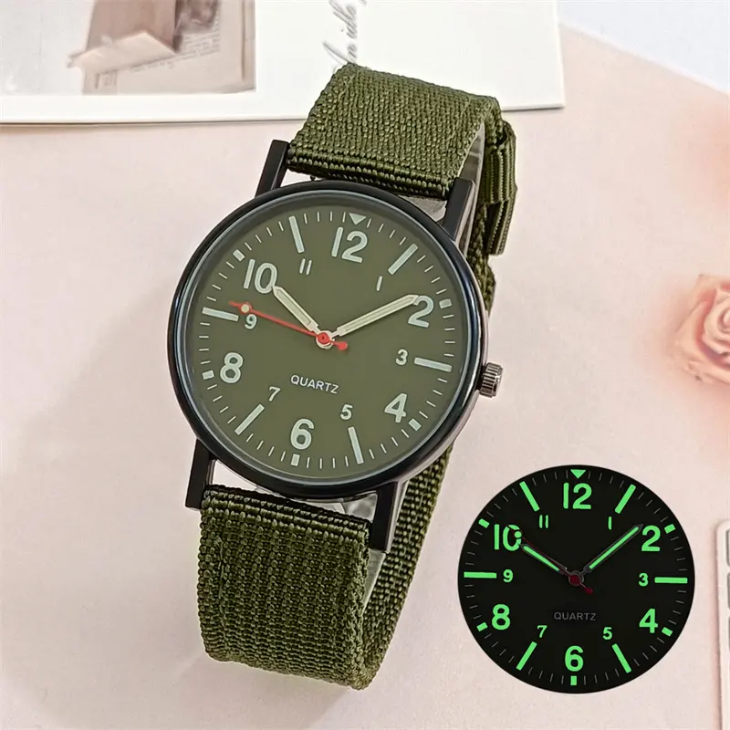 WJ-11130 Groothandel Mode Custom Logo Low Moq Quartz Polshorloges Nylon Band Aangepaste Logo Horloges Voor Mannen