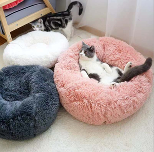 Dropshipping Chinese Fabriek Beste Prijs Lang Rond Palissander Kalmerend Hondenbed Snoer Pluche Dierenbed - Product Image 5