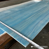 Pierre d'albâtre bleu rétro-éclairé Onyx translucide pour hôtel commercial mur et comptoir de bar tablette haut en gros