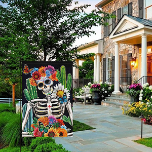 Bandera de Jardín del Día de los Muertos en México, 12x18 Pulgadas, Bajo Precio al por Mayor, Banderas de Jardín para Decoración Exterior - Product Image 3