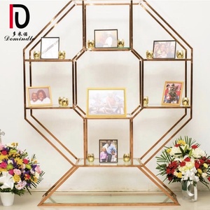 Vàng hiện đại khung thép không gỉ đám cưới thủy tinh hàng đầu rượu vang kệ trang trí Giá rượu - Product Image 2