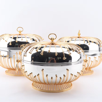 Ensemble professionnel de chauffe-plats pour la restauration, 3 pièces, 3,5L, 4,5L, 5,5L, en acier inoxydable, isotherme, style arabe de luxe, vente en gros