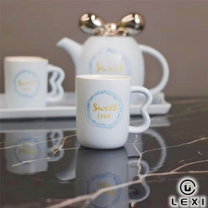 Juego de vajilla de porcelana y cerámica, set de té con lazo dorado o plateado, estilo lujoso, encantador, al por mayor - Product Image 2