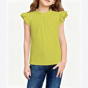 2026 New Style Girls <strong>Top</strong> <strong>Flutter</strong> <strong>Sleeve</strong> Wholesale Customized Solid Colors Printed Toddlers Girls Kids Casual Summer Cotton <strong>Tops</strong> - Product Image 6