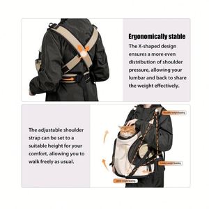 Pet Front Carrier <b>Backpack</b>, Breathable Mesh <b>Cat</b> Dog Bag, Portable Travel Pet Carrier with Head Out Design - Product Image 3