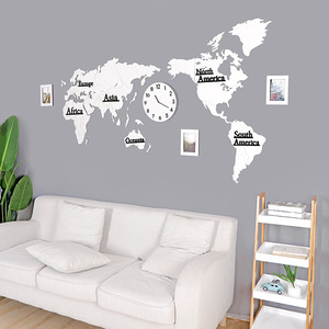 Cadre photo horloge en bois 3D créatif de 180 cm, personnalisable avec <span class=keywords><strong>carte</strong></span> du <span class=keywords><strong>monde</strong></span> - Product Image 3