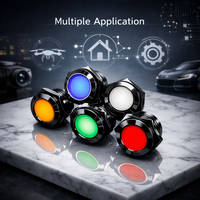 Botón pulsador cuadrado de 12V 24V con anillo LED RGB impermeable y función de retención momentánea para caja de control