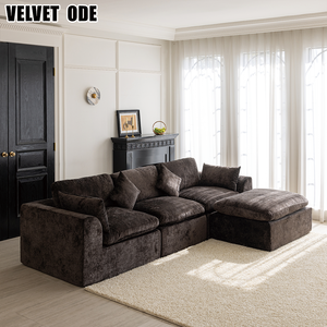 Canapé Nuage en Velours Style Victorien, Canapé Sectionnel Compressé, Mobilier de Salon Moderne de Luxe – Offre Spéciale - Product Image 1