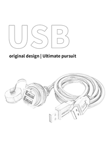 <span class=keywords><strong>Prise</strong></span> de panneau filetée étanche IP67 M25 double USB 2.0 avec câble de 5 m - Product Image 6