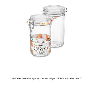 Fido Tarro de Vidrio 75 cl A 17.5 cm Ø 9 cm con Tapa Hermética Bormioli Rocco - Product Image 3