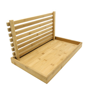Plateau à pain en bambou 43x25x4cm, plateau rectangulaire pour la présentation en cuisine - Product Image 3