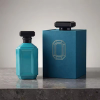 Flacon de parfum en verre vert de 100 ml avec pulvérisateur, conteneur rectangulaire vide avec bouchon, échantillon gratuit, logo personnalisé disponible, emballage disponible