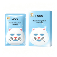 Masque facial pour enfants en feuille d'aloe vera biologique à base de plantes naturelles, design de dessin animé animal pour filles, soin du visage hydratant doux