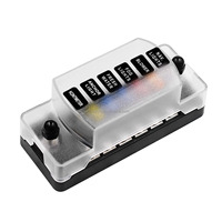 Boîtier de fusibles automobile 6 voies avec bus négatif 12V, support de fusibles standard automobile, boîte à fusibles à lame ATO/ATC 6 circuits pour applications électriques marines