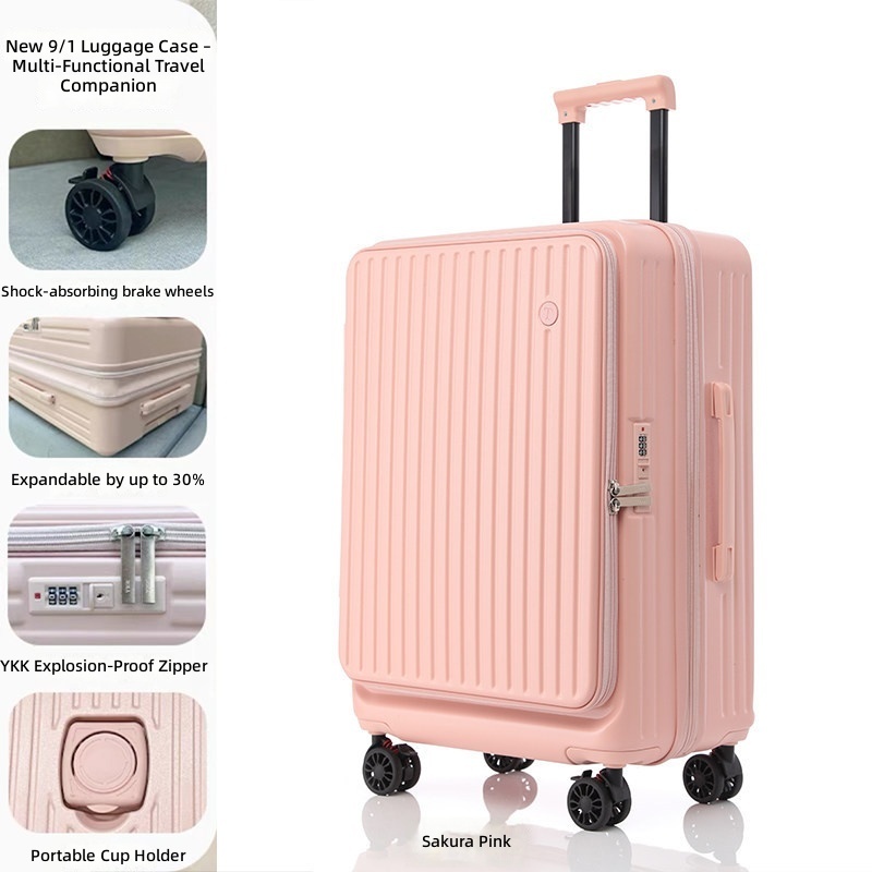 sakura pink-ykk zipper-expandable capacity