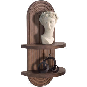 ชั้นวางของติดผนังไม้ทรงรี 2 ชั้น สไตล์โมเดิร์น สำหรับตกแต่งห้องนั่งเล่น ห้องนอน สีเรโทร - Product Image 1