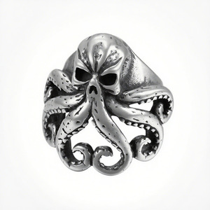 Anillos <span class=keywords><strong>de</strong></span> calavera <span class=keywords><strong>de</strong></span> pulpo cabeza <span class=keywords><strong>de</strong></span> animal monstruo océano estilo motorista <span class=keywords><strong>de</strong></span> acero inoxidable Vintage <span class=keywords><strong>Rock</strong></span> personalizados para hombres y mujeres - Product Image 2