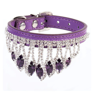 Großhandel kleine MOQ Luxus Haustier Halskette Hund Katze PU Leder halsbänder mit Diamanten für Pudel und Katzen - Product Image 6