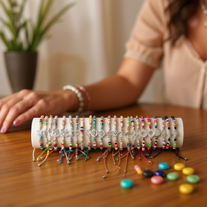 PULSERA-TUBO Bracciale con Perline in Acciaio Inossidabile 24 Pezzi Gioielli Artigianali alla Moda - Product Image 2