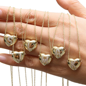 Alta calidad latón amor corazón <span class=keywords><strong>carta</strong></span> encantos circón naturaleza piedra moda joyería colgante collar para mujer aniversario - Product Image 1