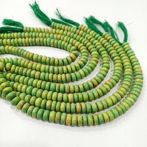 Perles de pierre turquoise cuivrée verte naturelle, rondes, lisses, 8 pouces - Product Image 1