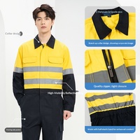 Combinaison de travail pour homme 100% coton printemps/automne, sur mesure, jaune/orange fluorescent avec lettrage, pour l'exploitation minière souterraine du charbon