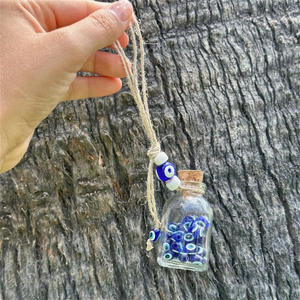 Mavi Bohemian isteyen şişe nazar kolye duvar asılı araba ve ev dekor için benzersiz bohem tarzı iç tasarım - Product Image 3