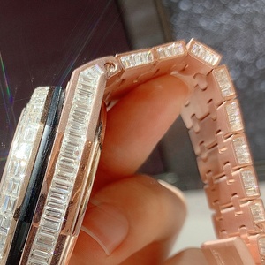 Bracelet en diamant de laboratoire en or <span class=keywords><strong>rose</strong></span> 18 carats-Boîtier étanche avec cadran bleu glace, compatible avec les pièces de montre RLX et de luxe - Product Image 3