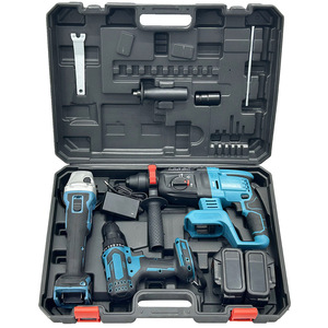Ananke Tools – Kit industriel sans fil 4 pièces : Perceuse à percussion sans balais, Clé à chocs, Meuleuse d'angle, 220V, Bleu+Noir - Product Image 1