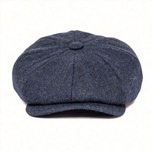 Bérets en laine unisexe rétro style newsboy à grande visière avec boucles, casquette octogonale Peaky pour l'extérieur et les voyages, taille unique, vente en gros - Product Image 5