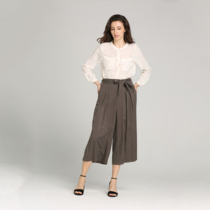 100% de seda de estilo chino de manga larga dos bolsillos en el pecho tops camisas de oficina blusa damas tops mujer - Product Image 4