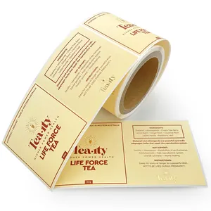 Customized Gold Foil Stamping Texture Paper Tea Packaging Label Stickers Metal Can Labels