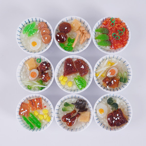Colgante de comida china en miniatura, tazón de arroz con pierna de pollo falsa, juguete de comida en miniatura, adorno realista de llavero con forma de comida, 4 cm de diámetro - Product Image 5