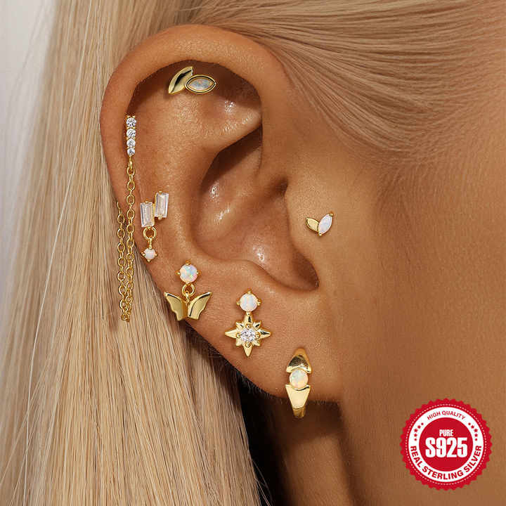 Carline Fashion Jewelry 925 Silver Opal Stud Earrings Hypoallergenic