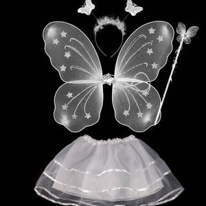 <span class=keywords><strong>Disfraz</strong></span> de Hada para Niñas, 4 Piezas, Alas de Mariposa, Varita, Diadema, Falda Tutú, para Navidad, Halloween, Cosplay - Product Image 4