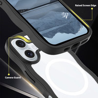 Laudtec Sjk779 Clear Back Phone Case Wave Frame Tpu Pc Simple Business Carga magnética para Iphone 16 15 14 13 12 Plus Pro Max